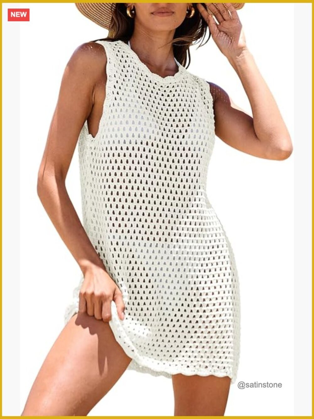 Crochet Knit Swimsuit Cover Up Beach Dress Sleeveless